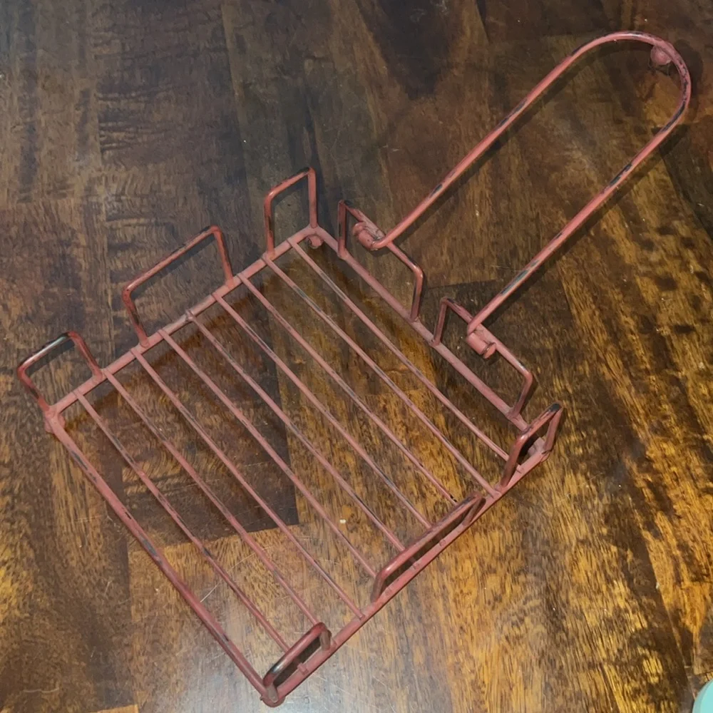 Vintage Distressed‎ Metal Napkin Holder Stand Red Rustic Kitchen Counter Decor